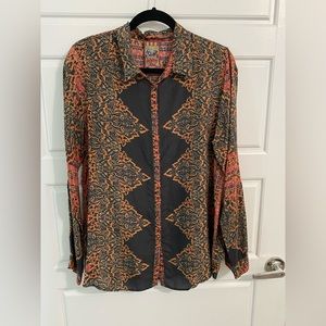 Johnny Was Patterned Silk Blouse